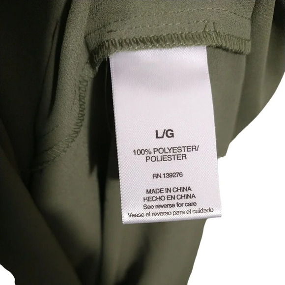 Signature Studio Pullover V-neck Top Women Size L Green Roll Tab Sleeve - Picture 7 of 9